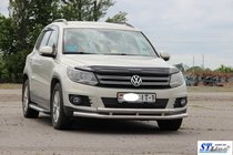 Volkswagen Tiguan 2007-2016 гг. Передняя защита ST016 (нержавейка) фото 2