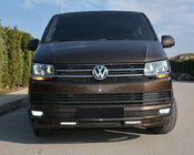 Volkswagen T6 2015-2024 гг. Накладка на передний бампер Sport 2-LED 2015-2018 (под покраску) фото 6