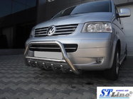 Volkswagen T5 Caravelle 2004-2010 гг. Кенгурятник WT003 (нержавейка) 60мм, с надписью фото 5