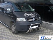 Volkswagen T5 Caravelle 2004-2010 гг. Кенгурятник WT003 (нержавейка) 60мм, с надписью фото 6