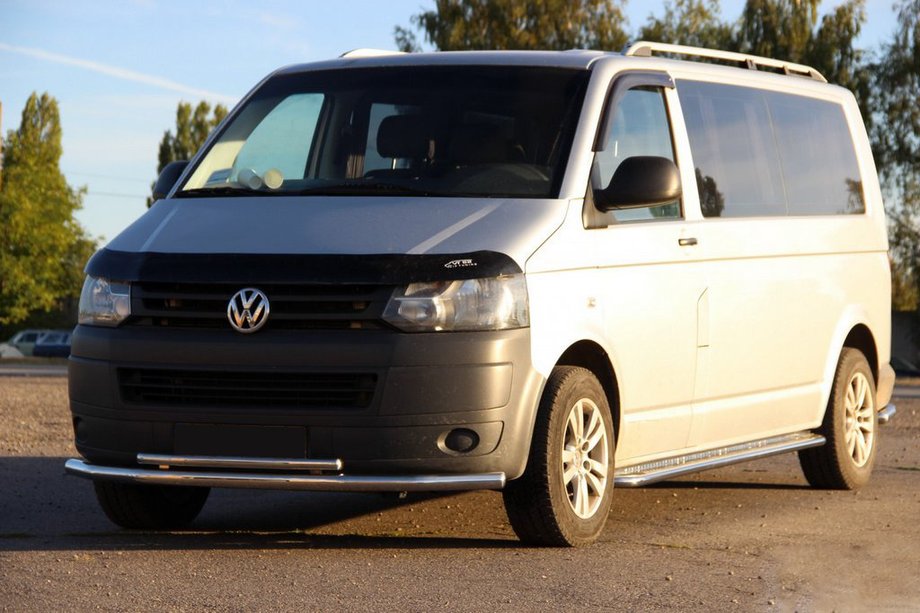 Volkswagen T5 2010-2015 гг. Нижняя двойная труба 70/48мм нержавейка Image