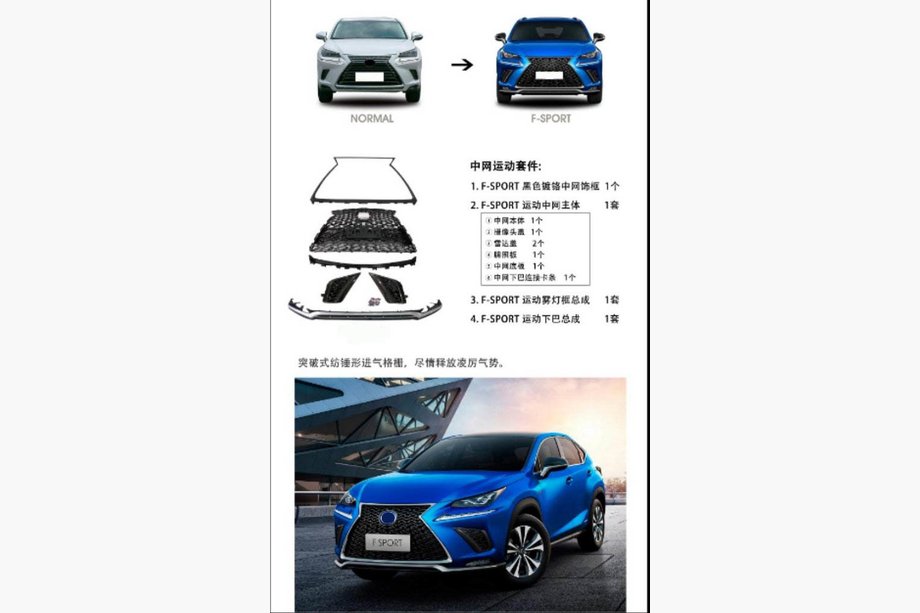 Lexus NX 2014-2021 гг. Передняя решетка с губой F-Sport (2018+) Image