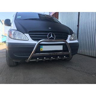 Кенгурятник 60мм Нержавейка Mercedes Vito W639 2004-2014 гг. фото 1