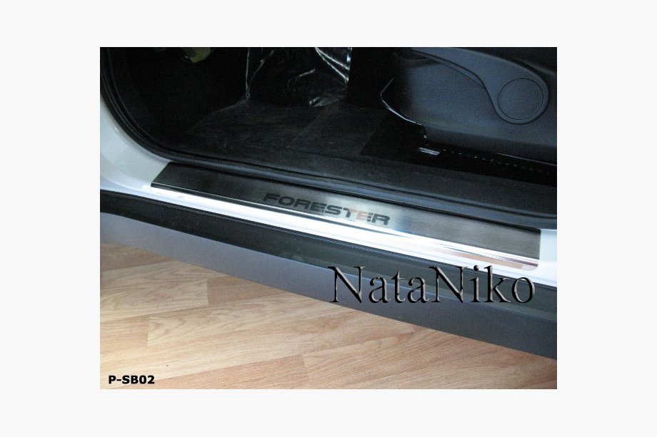 Subaru Forester 2008-2013 гг. Накладки на пороги Natanika Premium (4 шт, нержавейка) Image
