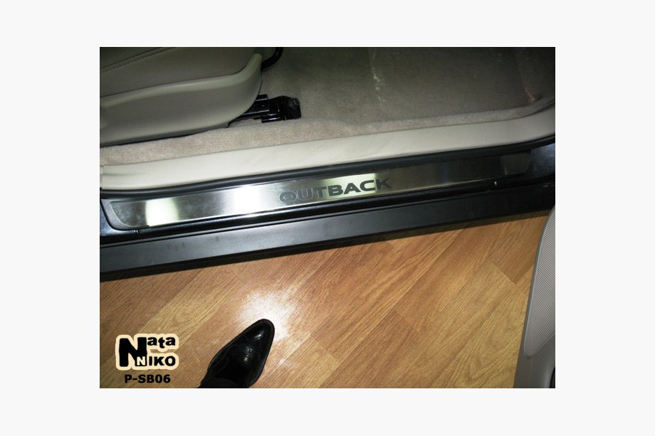 Subaru Outback 2005-2009 гг. Накладки на пороги Natanika Premium нержавеющая сталь (2 шт.) Image
