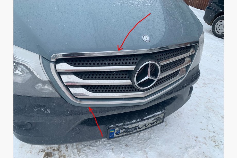 Mercedes Sprinter W906 2006–2018 гг. Окантовка решетки радиатора (2013↗, нержавейка) Carmos - Турецкая Нержавеющая Сталь Image
