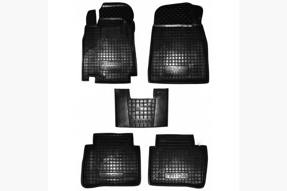 Nissan Tiida 2004-2011 гг. Резиновые коврики с бортиком (Autogumm) Image