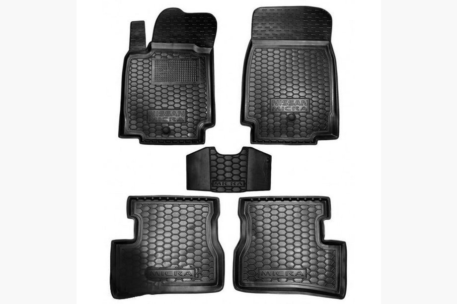 Nissan Micra K12 2003-2010 гг. Резиновые коврики с бортиком (Autogumm) Image