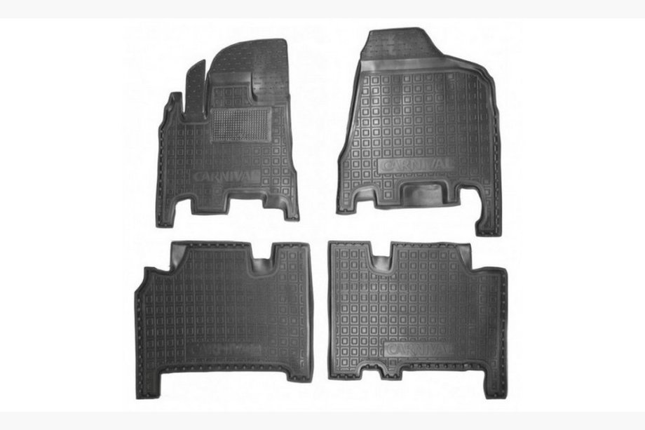 Kia Carnival 2002-2013 гг. Резиновые коврики с бортиком АКПП 2006+ первый и второй ряд (Autogumm) Image