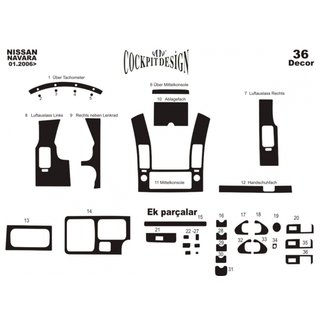 Тюнинг салона (36 деталей) Nissan Navara 2006-2015 гг. фото 4
