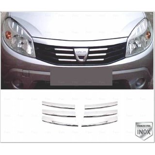 Накладка на переднюю решетку (нержавейка) Dacia Sandero 2007-2013 гг. фото 3