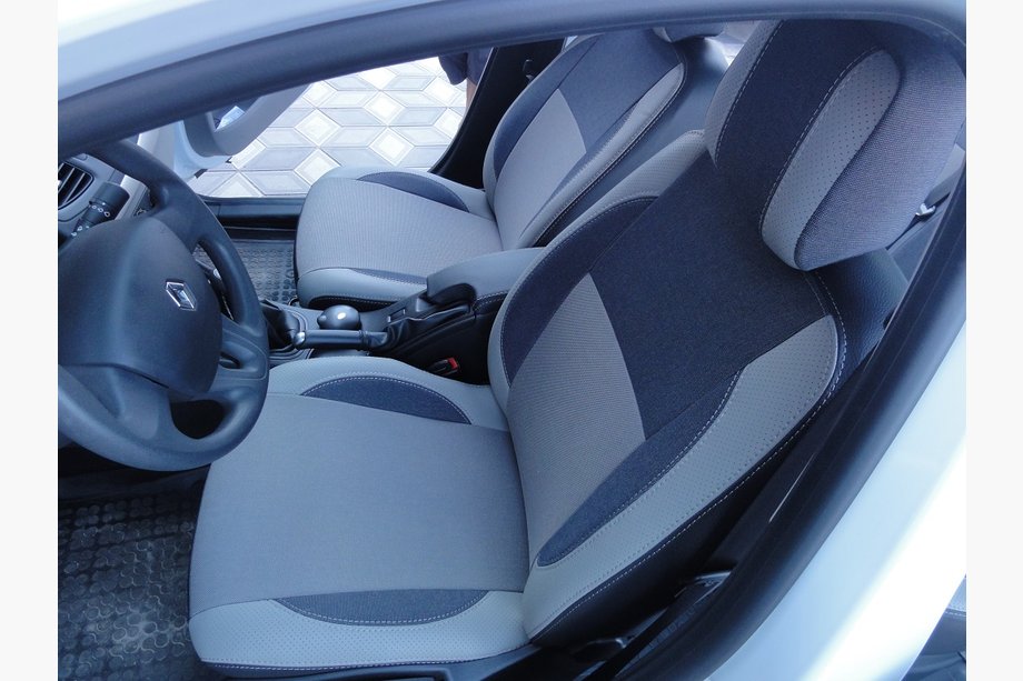 Renault Fluence 2009-2016 гг. Авточехлы (2009-2012, Экокожа↗Ткань, Premium) Раздельные Image