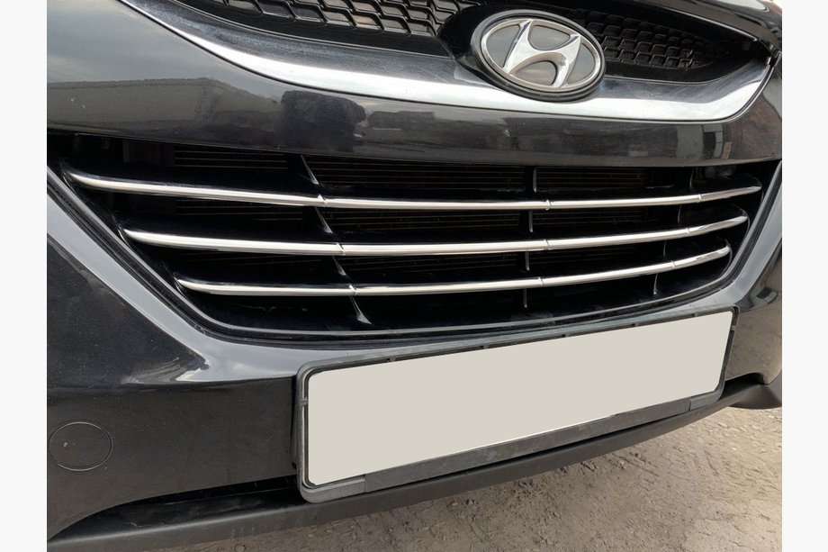 Hyundai IX-35 2010-2015 гг. Накладки на решетку радиатора (3 шт, нержавейка) Image