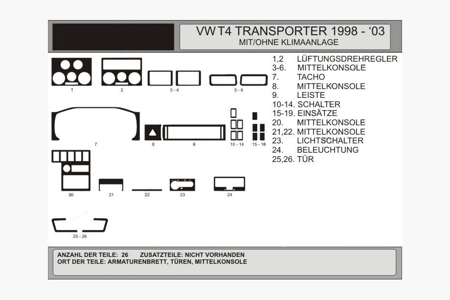 Volkswagen T4 Caravelle/Multivan 1990–2003 гг. Акция !!! Накладки на торпеду под дерево, Hartman Image