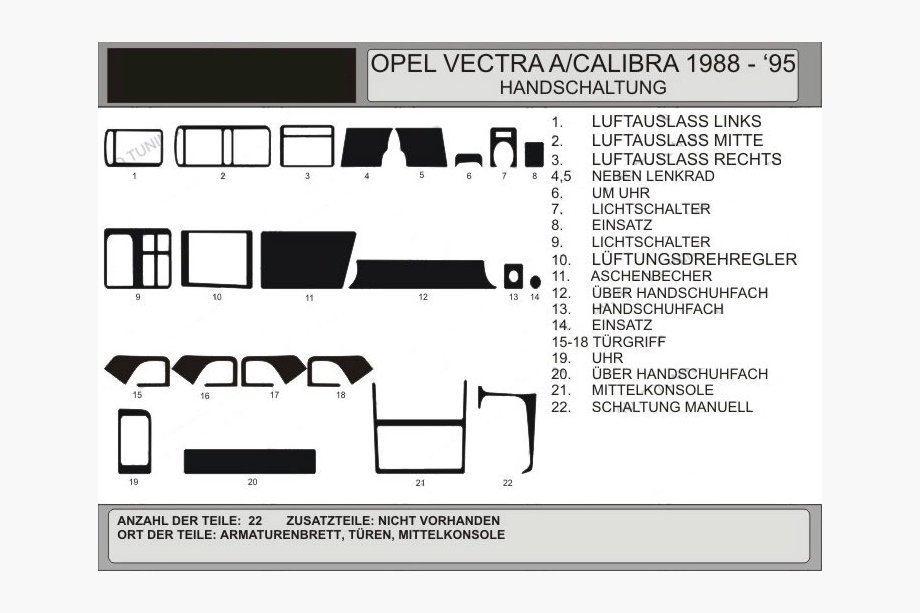 Opel Vectra A 1987-1995 гг. Накладки на панель приборов (Hartman) Image