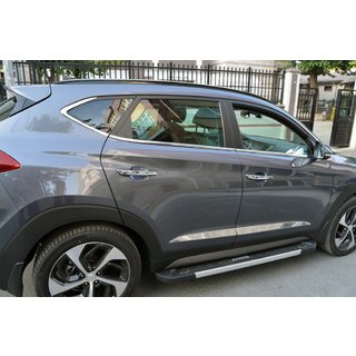 Молдинги дверные (широкие, 4 шт, нержавейка) Hyundai Tucson TL 2016-2021 гг. фото 1