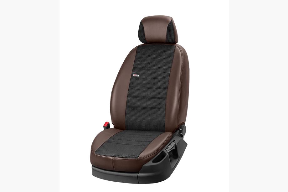 Mitsubishi L200 2006-2015 гг. Авточехлы ЭкоКожа+Ткань+Алькантара Eco Comfort (Полный Комплект) Фото 6