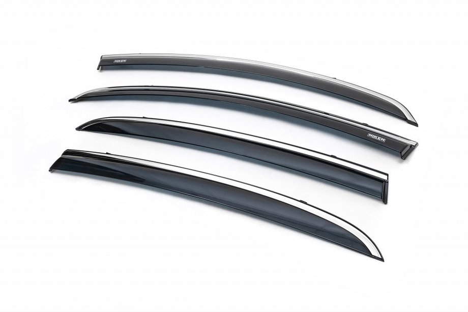 Opel Corsa D 2007-2014 гг. Ветровики с хромированным молдингом (4 шт, Niken) Image