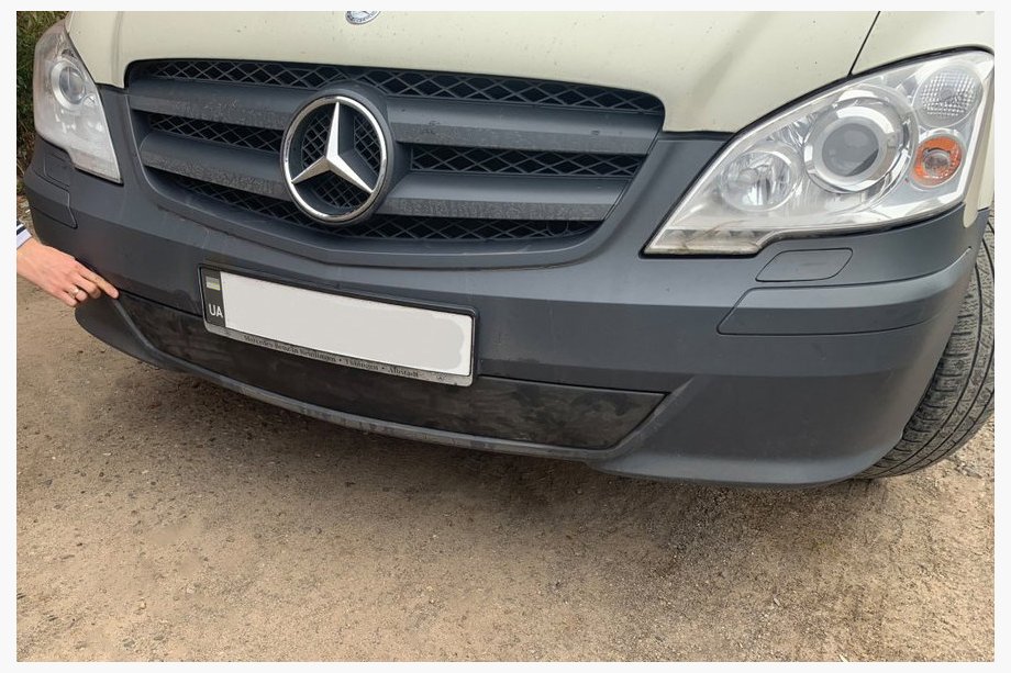 Mercedes Vito W639 2004-2014 гг. Зимняя накладка на бампер (2010-2015) Глянцевый Фото 2