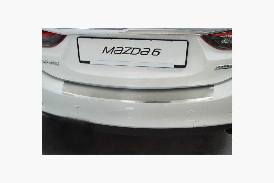 Mazda 6 2012-2024 гг. Накладка на задний бампер с загибом Nataniko (4D, нержавейка) Image