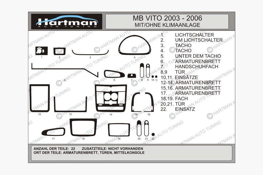 Mercedes Vito W639 2004-2014 гг. Акция !!! Накладки на панель (HARTMANN) под дерево Фото 1