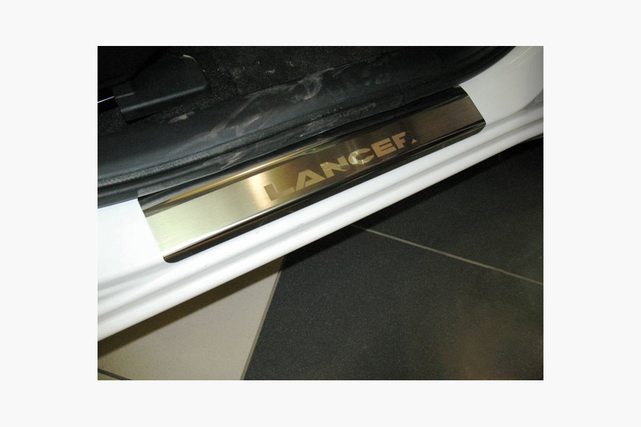 Mitsubishi Lancer X 2008- гг. Накладки на пороги Nataniko (4 шт., нержавейка) Image