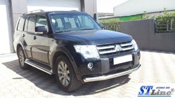 Mitsubishi Pajero Wagon III 1999-2006 гг. Передняя защита ST008 (нержавейка) фото 5