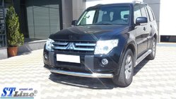 Mitsubishi Pajero Wagon III 1999-2006 гг. Передняя защита ST008 (нержавейка) фото 6