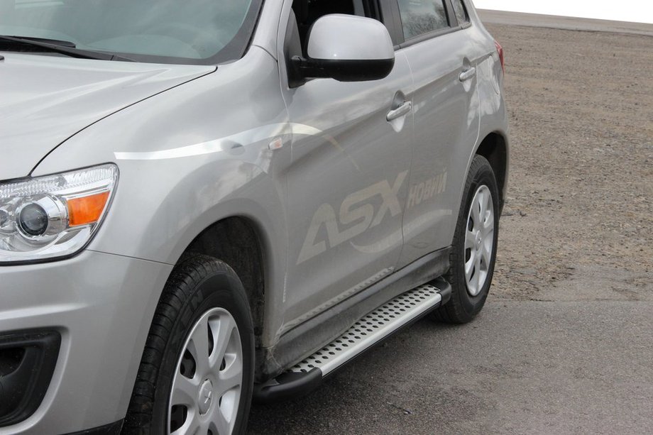 Mitsubishi ASX 2010-2023 гг. Боковые Подножки Allmond Grey (2 шт., Алюминий) Image