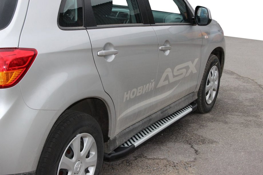 Mitsubishi ASX 2010-2023 гг. Боковые Подножки Line (2 шт., Алюминий) Image