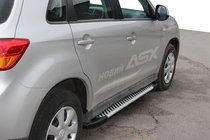 Mitsubishi ASX 2010-2023 гг. Боковые Подножки Line (2 шт., Алюминий) фото 1