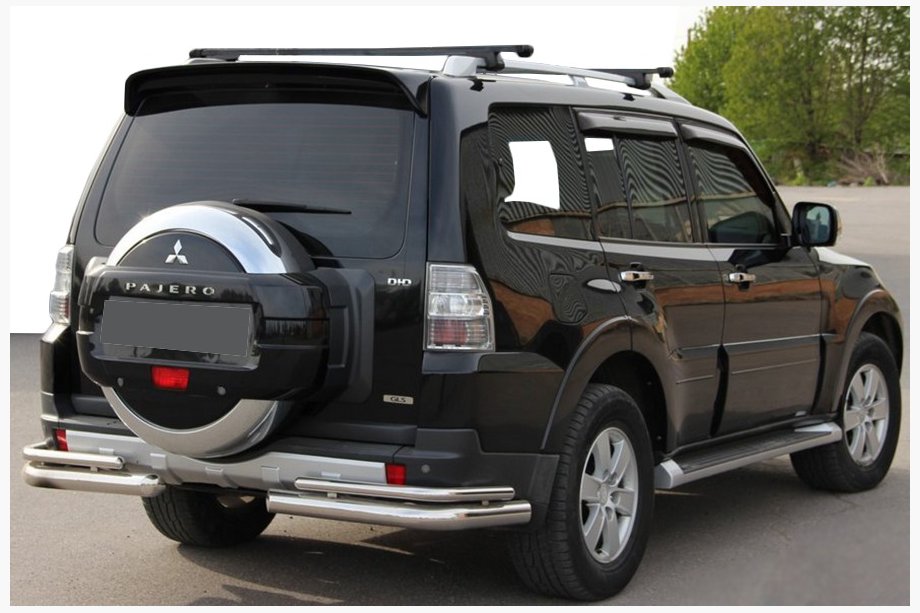 Mitsubishi Pajero Wagon III 1999-2006 гг. Задняя дуга AK003 Двойная (нерж. сталь) Image