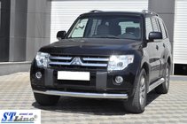 Mitsubishi Pajero Wagon III 1999-2006 гг. Передняя защита ST008 (нержавейка) фото 3