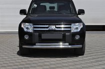 Mitsubishi Pajero Wagon IV 2006-2021 гг. Передняя защита ST014 (нержавейка) 60/42 мм фото 1