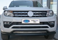 Volkswagen Amarok 2010-2022 гг. Передняя двойная защита Vegas 2016-2021 (черный) фото 2