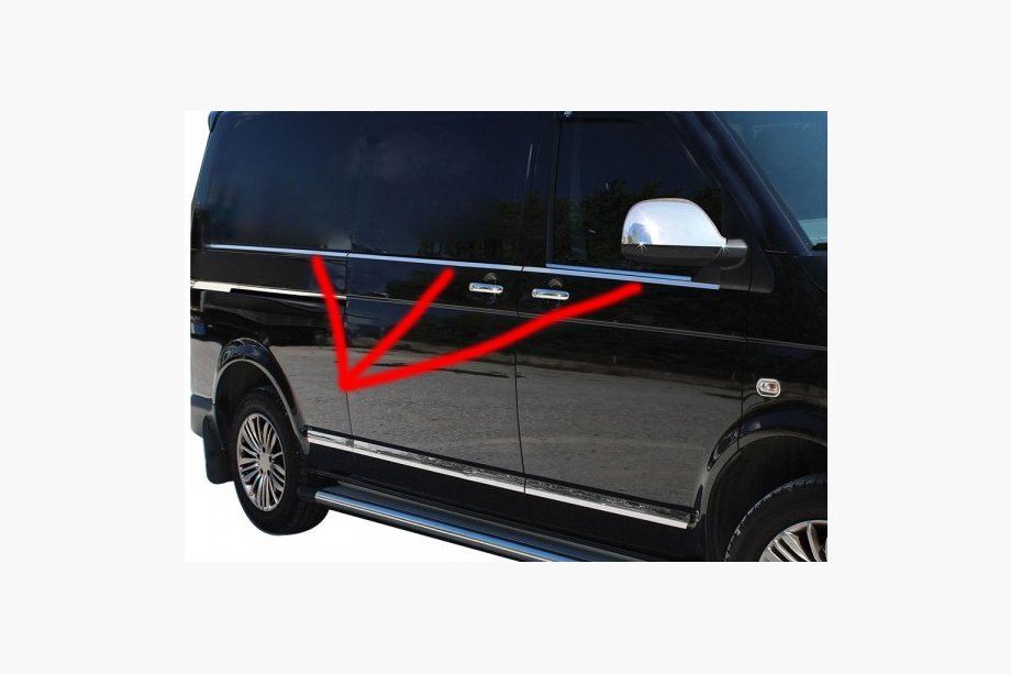 Volkswagen T6 2015-2024 гг. Нижние молдинги окон (6 частей, нержавейка) Короткая База Фото 11