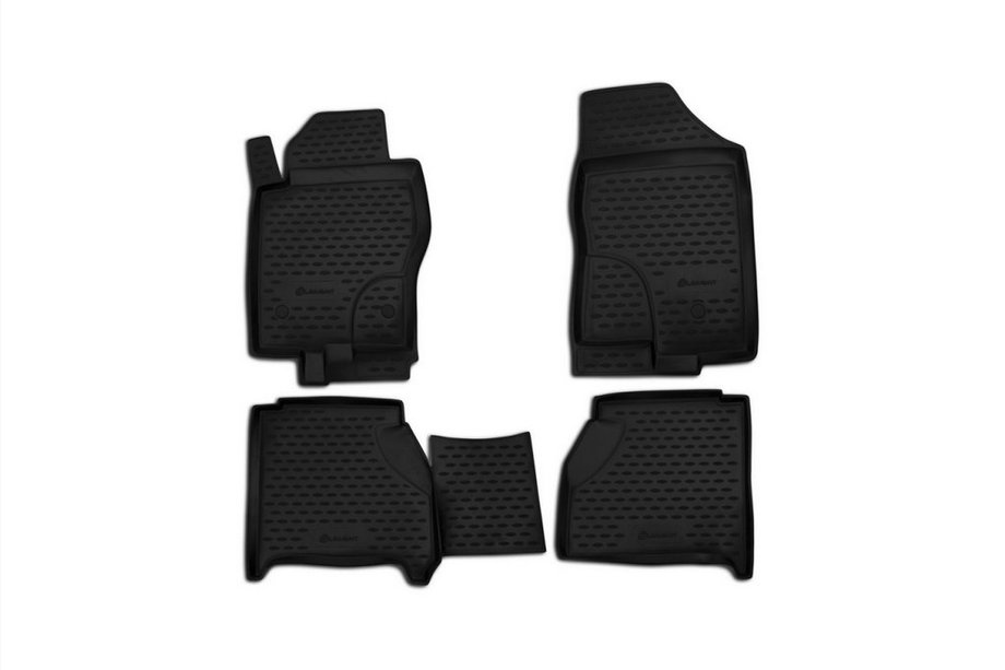 Nissan Navara 2006-2015 гг. (2010-2015) Резиновые коврики в салон (4 шт, Novline) с нишей заднего сиденья Фото 1