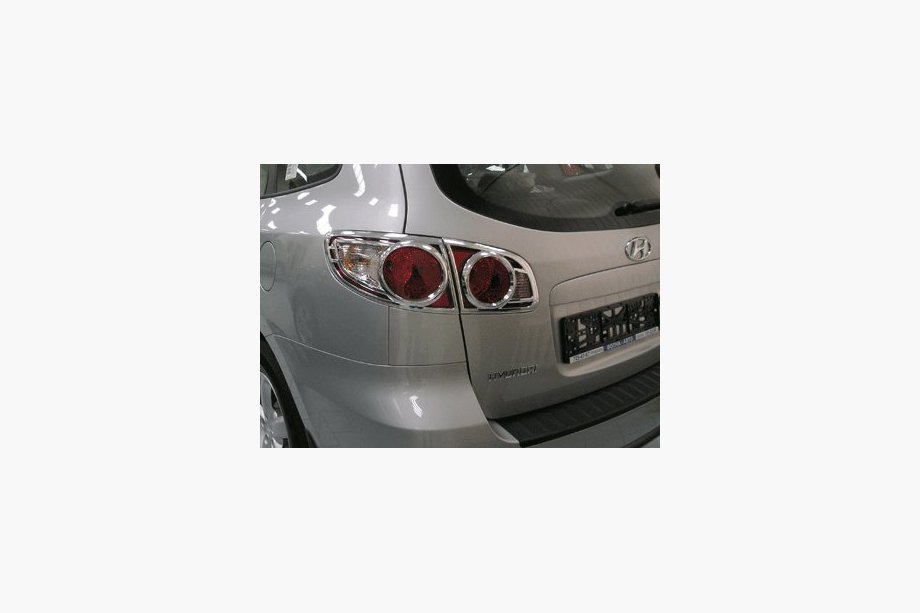 Hyundai Santa Fe 2 2006-2012 гг. Хромированные накладки на задние фонари (2 шт., пластик) Image