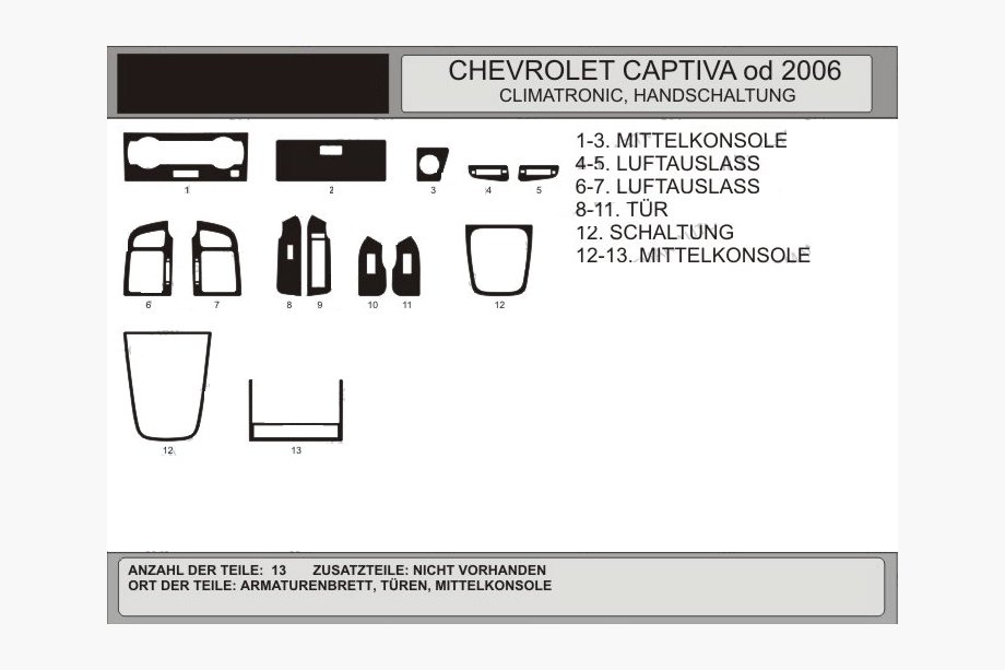 Chevrolet Captiva 2006-2019 гг. Накладки на Панель Приборов Карбон Image
