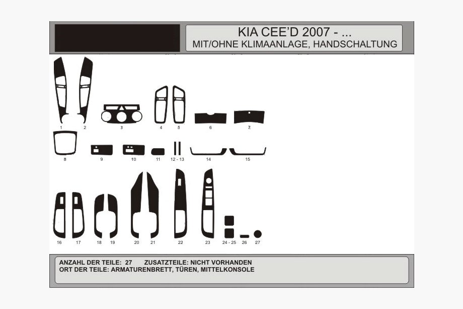 Kia Ceed 2007-2012 гг. Накладки на Панель Приборов Алюминий Image