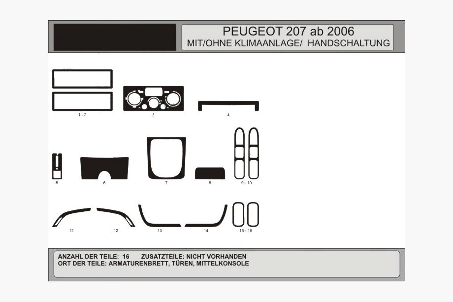 Peugeot 207 2006–2014 гг. Накладки на панель приборов (Hartman) Синий Image