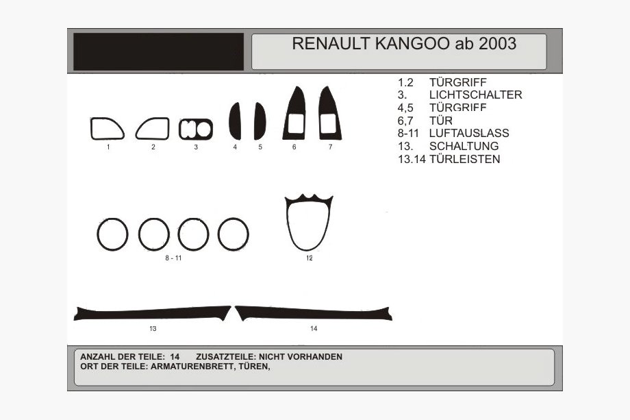 Renault Kangoo 1998-2008 гг. Накладки на панель приборов (Hartman) Красный Image