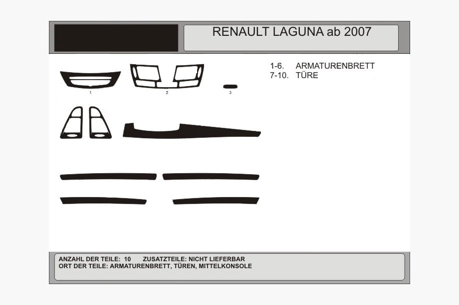 Renault Laguna 2007-2015 гг. Накладки на панель приборов (Hartman, Польша) Синий Image