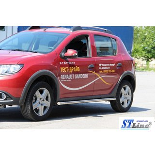 Боковые трубы BB001 (2 шт., нержавейка) Renault Sandero 2013-2022 гг. фото 4