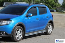Renault Sandero 2013-2022 гг. Боковые Пороги KB001 Нержавейка фото 2