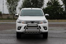Toyota Hilux 2015- гг. Передняя защита QT008 (нержавейка) фото 2
