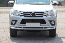 Toyota Hilux 2015- гг. Передняя защита ST018 (нерж. сталь) фото 3