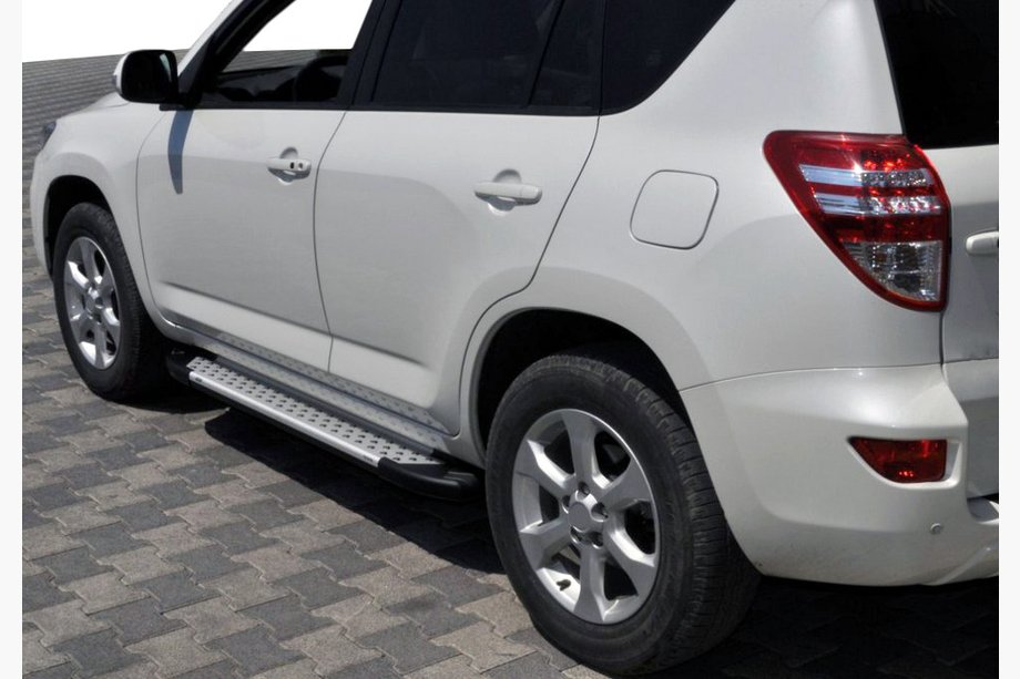 Toyota Rav 4 2006-2013 гг. Боковые Подножки Allmond Grey (2 шт., Алюминий) Image