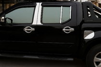 Nissan Navara 2006-2015 гг. Хром накладки на стойки (6 шт, нерж сталь) фото 1