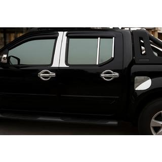 Хром накладки на стойки (6 шт, нерж сталь) Nissan Navara 2006-2015 гг. фото 1